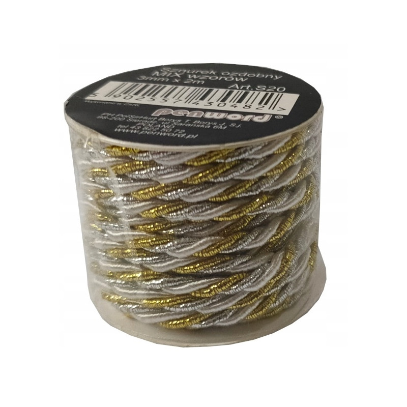 SZNUREK OZDOBNY 3MMX2M MIX