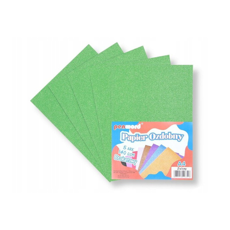 PAPIER OZDOBNY A4 BROKAT 140G ZIELONY