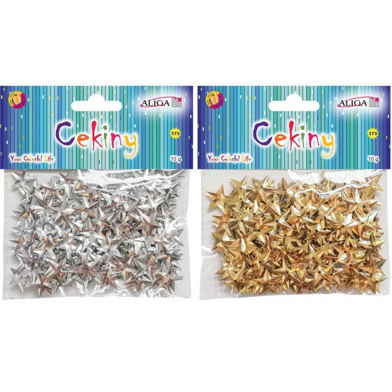 CEKINY GWIAZDKI SREBRNE I ZLOTE 10G