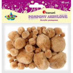 POMPONY BEZOWE AKRYLOWE MIX...