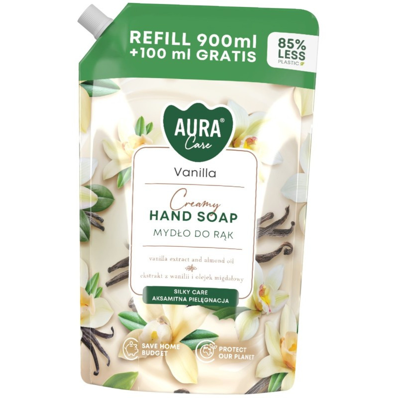 BISPOL Aura Care – mydło w płynie Wanilia, 1000 ml - ZAPAS