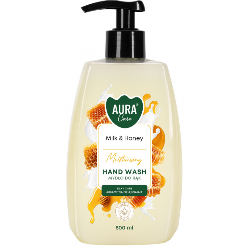 Bispol Aura Care – mydło w płynie z dozownikiem Mleko & Miód, 500 ml
