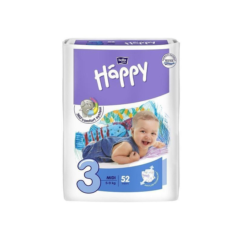PIELUCHY HAPPY BELLA 3 MIDI 52SZT 5-9KG