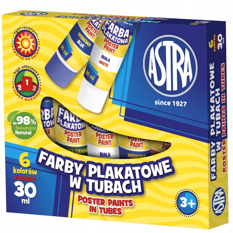 FARBY PLAKATOWE 6 KOL 30ML TUBA MIX KOL.