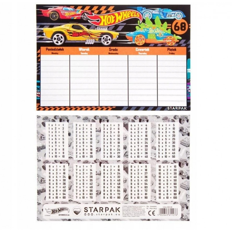 PLAN LEKCJI +TABL. MNOŻENIA A5 HOT WHEELS