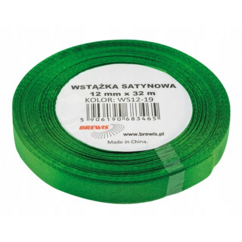 WSTAZKA SATYNA 12MMX32M ZIELONA