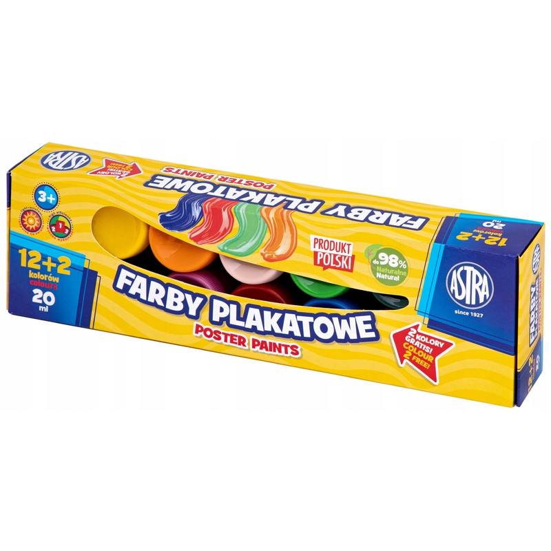 FARBY PLAKATOWE 12KOL +2KOL 20ML AST BOX