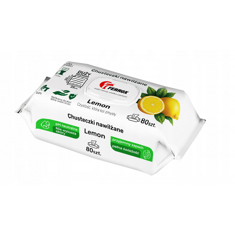 ŚCIERECZKI NAWILŻANE FERROX LEMON 80SZT