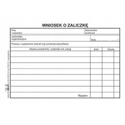 WNIOSEK O ZALICZKĘ A6 PAPIRUS
