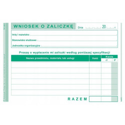 WNIOSEK O ZALICZKĘ A6