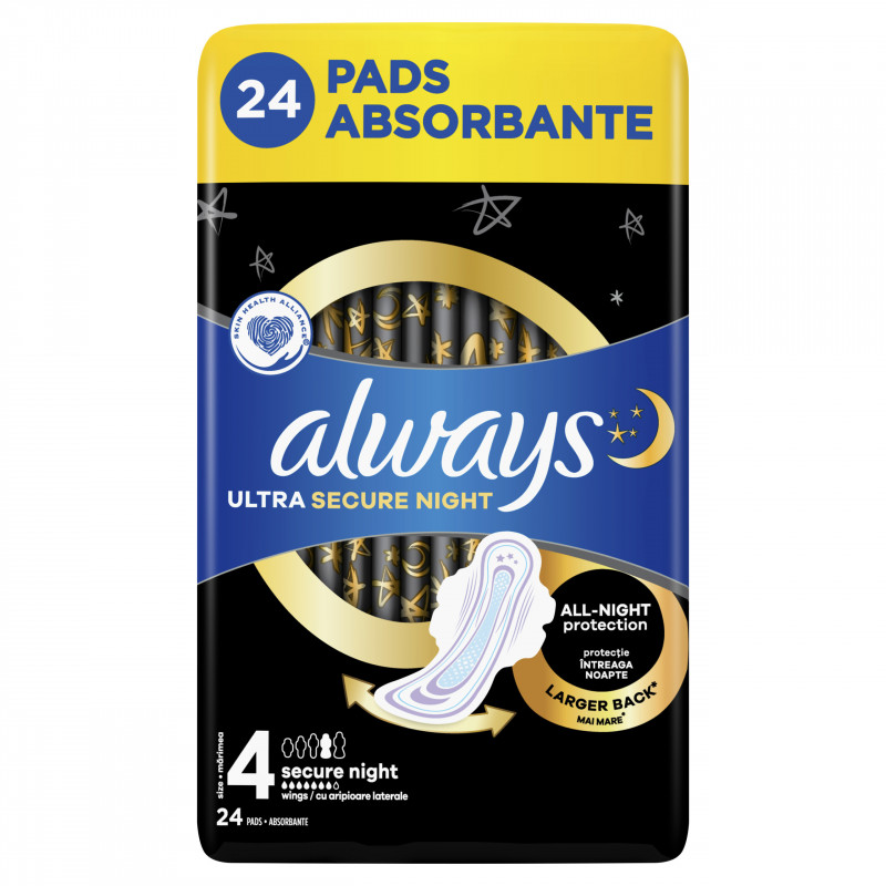 Always Ultra Podpaski ze skrzydełkami Rozmiar 4 24szt Ultra Secure Night