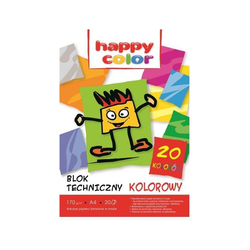 BLOK TECHNICZNY A4/20 KOLOR 170g /20/ HAPPY COLOR