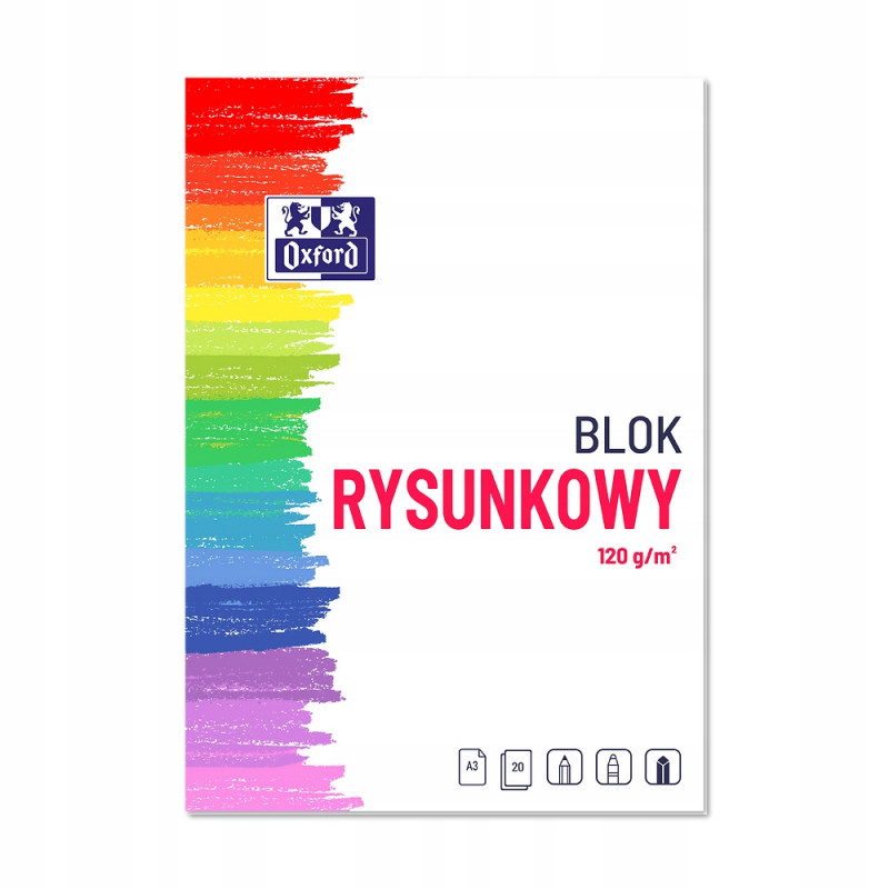 BLOK RYSUNKOWY A3/20 BIAŁY 120G /10/40/ OXFORD