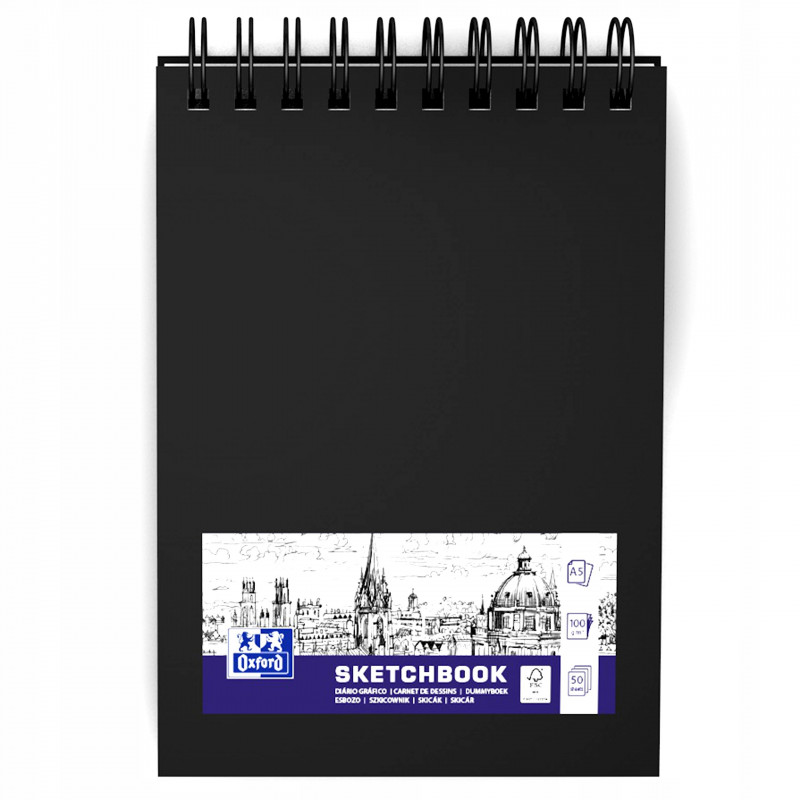 SZKICOWNIK A5/50 CZARNY 100G NA SPIRALI SKETCHBOOK /5/20/ OXFORD
