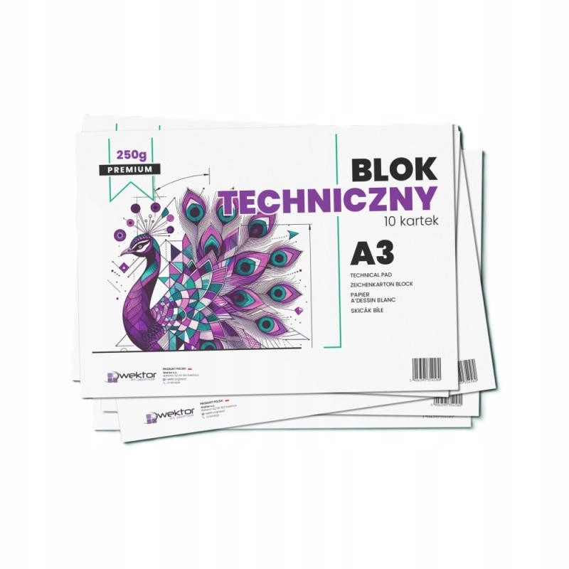 BLOK TECHNICZNY A3/10 BIAŁY PREMIUM 250G /10/ WEKTOR