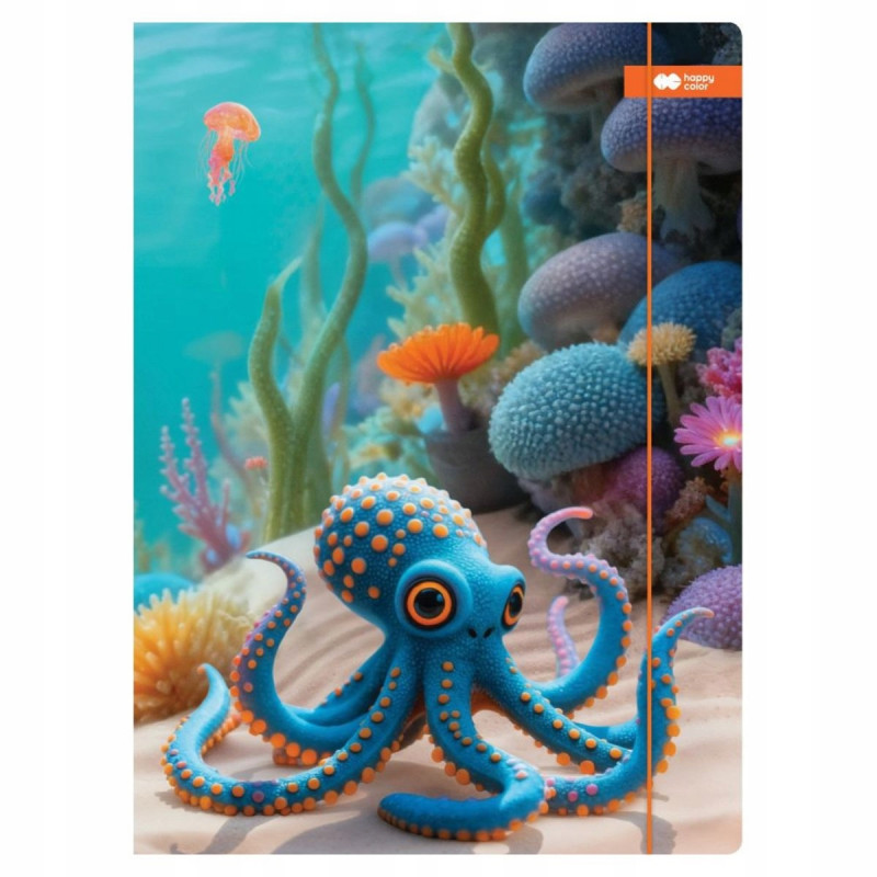 TECZKA  Z GUMKĄ A4/350 AQUA CUTIES OŚMIIORNICA HAPPY COLOR/10/