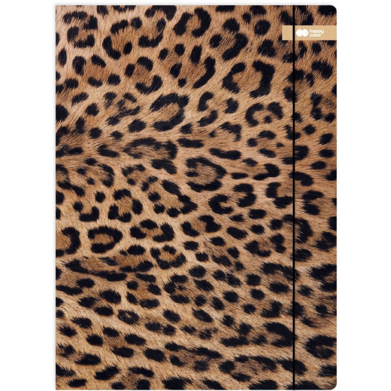 Teczka kartonowa z gumką, Safari, Leopard, UV, 24x31cm, Happy Color