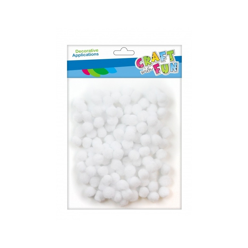 OZDOBA POMPON 120SZT BIEL 1CM