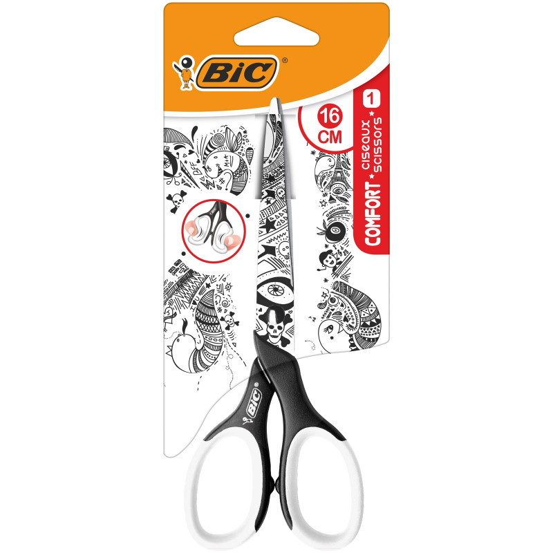 NOŻYCZKI 16 CM COMFORT DECOR BLISTER /12/BIC