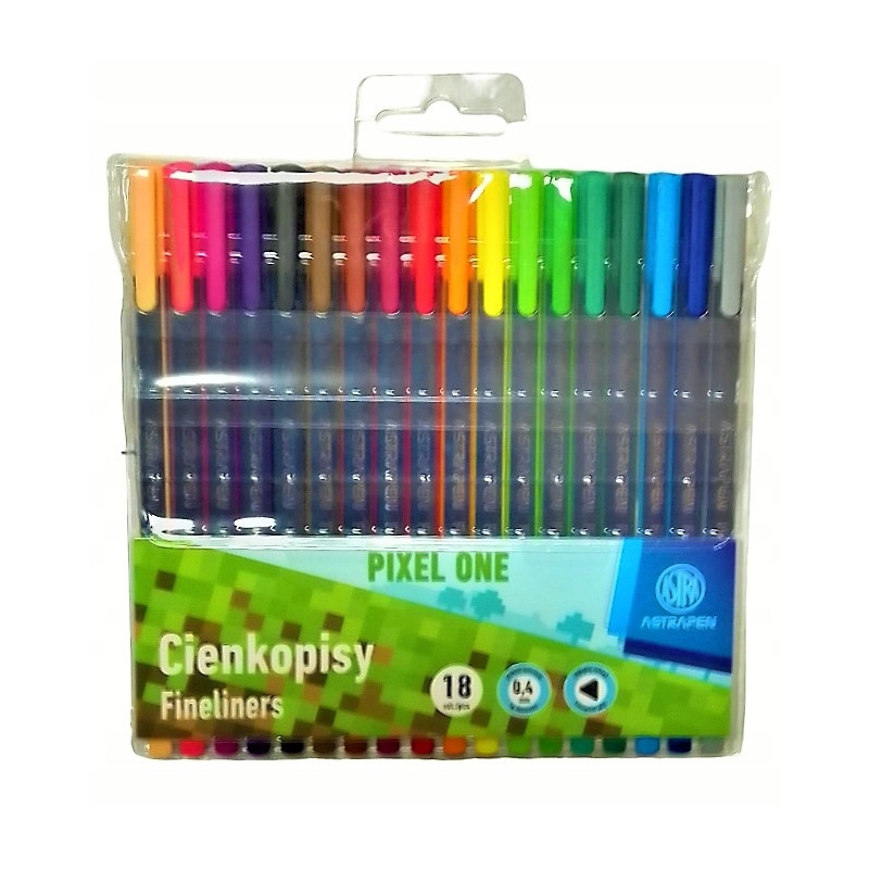 Cienkopisy trójkątne 0,4 mm ASTRAPEN Pixel One - 18 kolorów