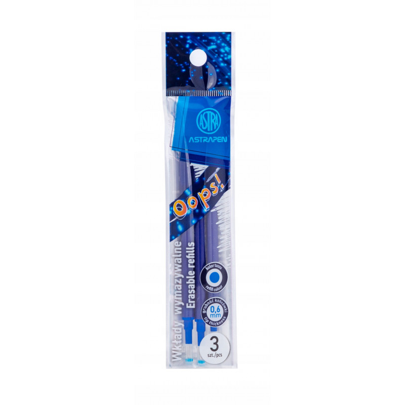 Wkłady wymazywalne CLICK niebieskie 0,5 mm ASTRAPEN OOPS! - 3 szt. PET