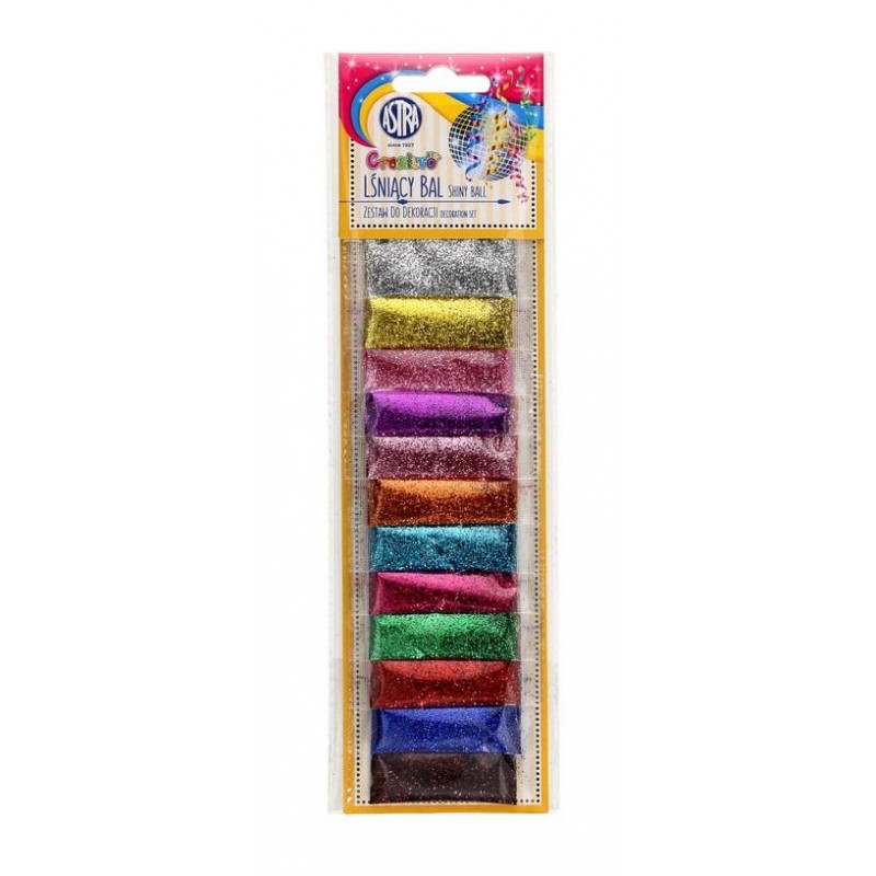 ZESTAW DO DEKORACJI "LŚNIĄCY BALl" mix 12 KOLORÓW x 2g