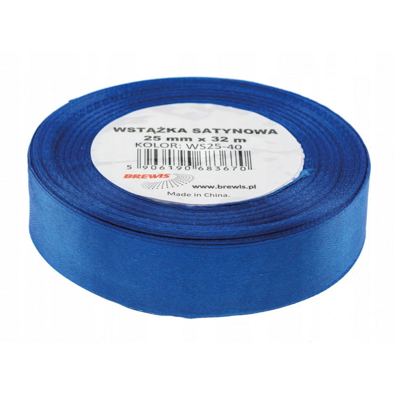 WSTAZKA SATYNA 25MMX32 CIEMNY NIEBIESKI